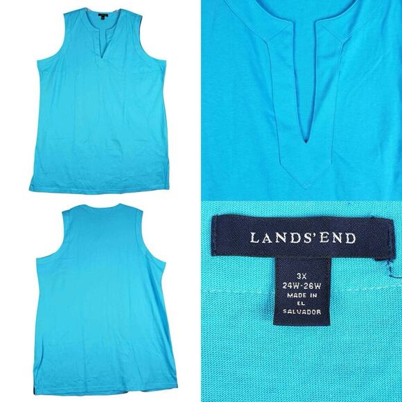 Lands End Shift Dress Women's Plus Size 3X Blue Aqua Sleeveless Mini - Picture 1 of 9